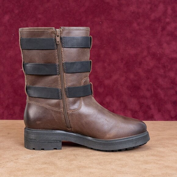 Lucky Brand Wmn Cheviss Brown Leather Zip Moto Ankle Boots 8.5US EUR 39.5 - Picture 8 of 8